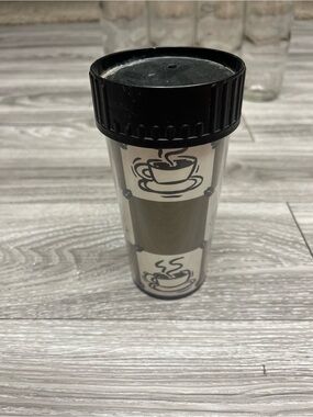 Black Coffee-Print Travel Tumbler - Reusable Insulated Bottle